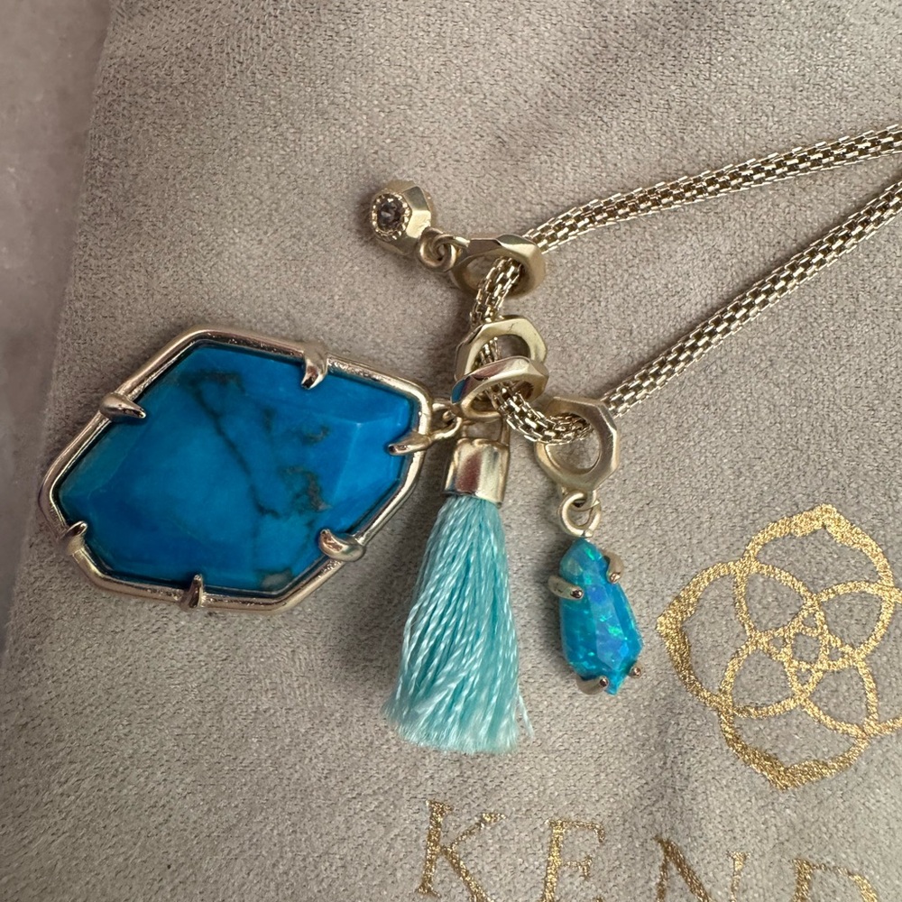 Kendra Scott Turquoise and Gold Charm Necklace - Picture 2 of 3